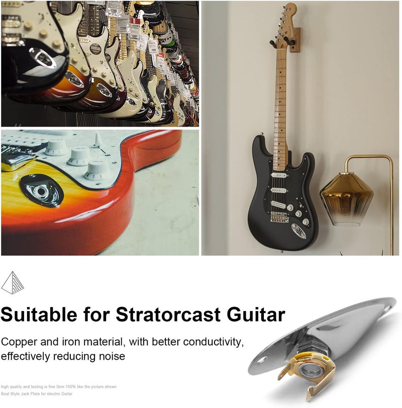 MAXCHEER Guitar Input Jack Socket Plate Output Loaded Boat Style 1/4 Inch with Screws for Fender Stratocaster Strat St Mono Electric Guitar for Electric Guitar Replacement Parts (Chrome) - Image 4